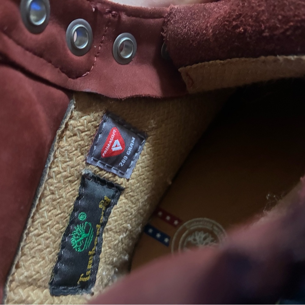 Timberland Suede Lace-Up Hiking Outdoor Boots in Burgundy Kids Size 4 (No laces) - Picture 10 of 16